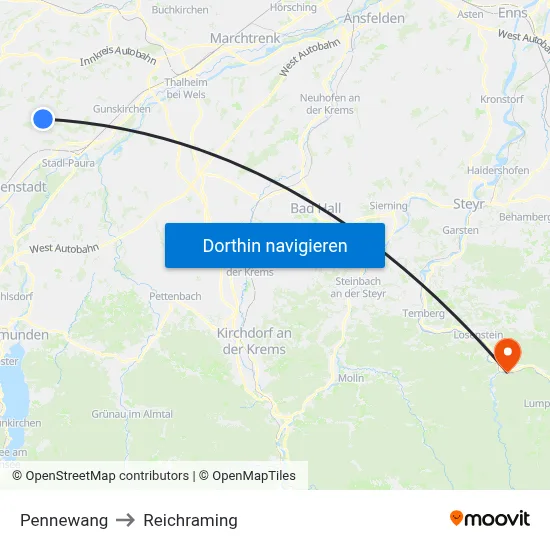 Pennewang to Reichraming map