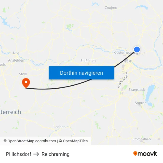 Pillichsdorf to Reichraming map