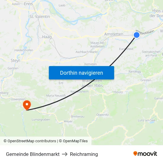 Gemeinde Blindenmarkt to Reichraming map
