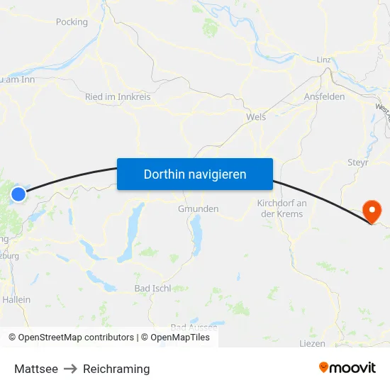 Mattsee to Reichraming map
