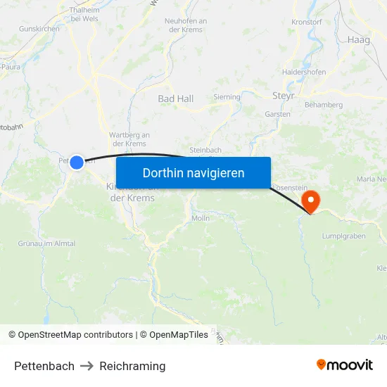Pettenbach to Reichraming map