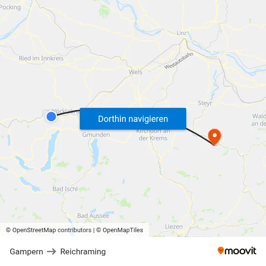 Gampern to Reichraming map