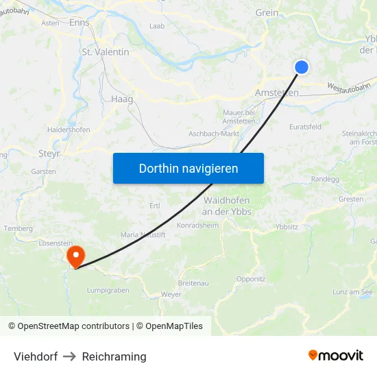 Viehdorf to Reichraming map
