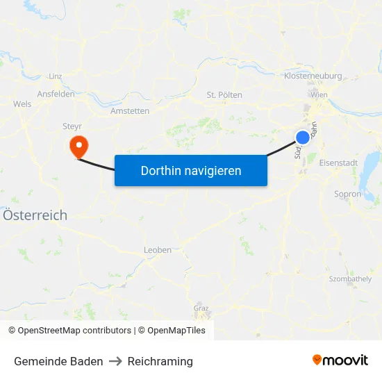 Gemeinde Baden to Reichraming map