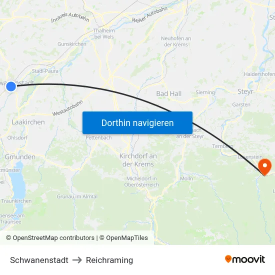 Schwanenstadt to Reichraming map