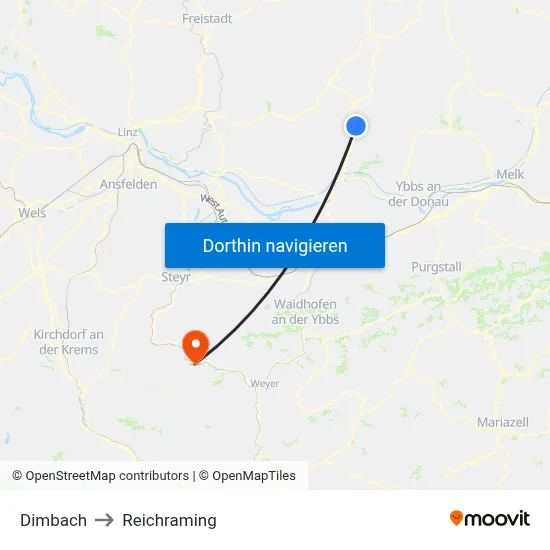 Dimbach to Reichraming map