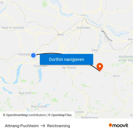 Attnang-Puchheim to Reichraming map