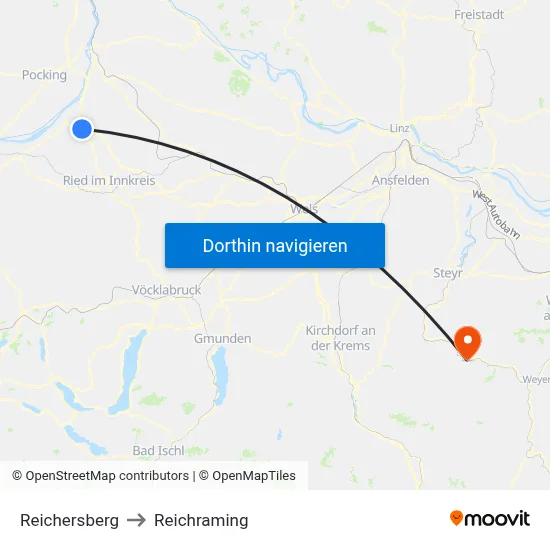 Reichersberg to Reichraming map