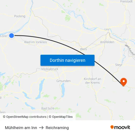 Mühlheim am Inn to Reichraming map