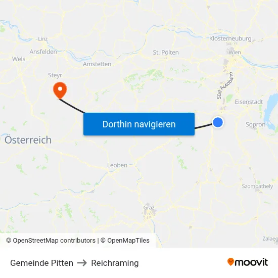 Gemeinde Pitten to Reichraming map