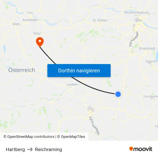 Hartberg to Reichraming map