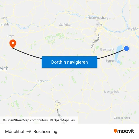Mönchhof to Reichraming map