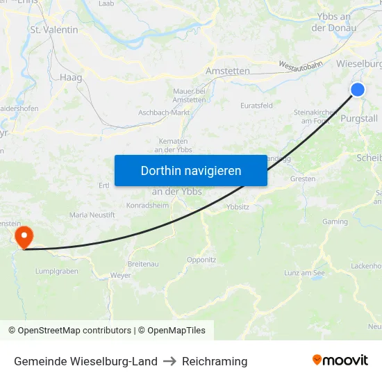 Gemeinde Wieselburg-Land to Reichraming map
