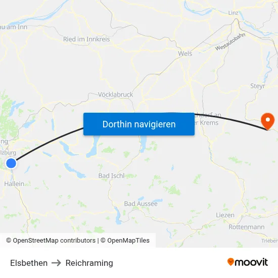 Elsbethen to Reichraming map