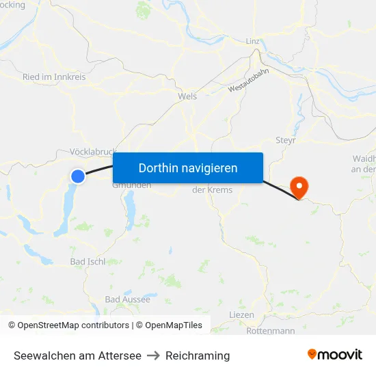 Seewalchen am Attersee to Reichraming map