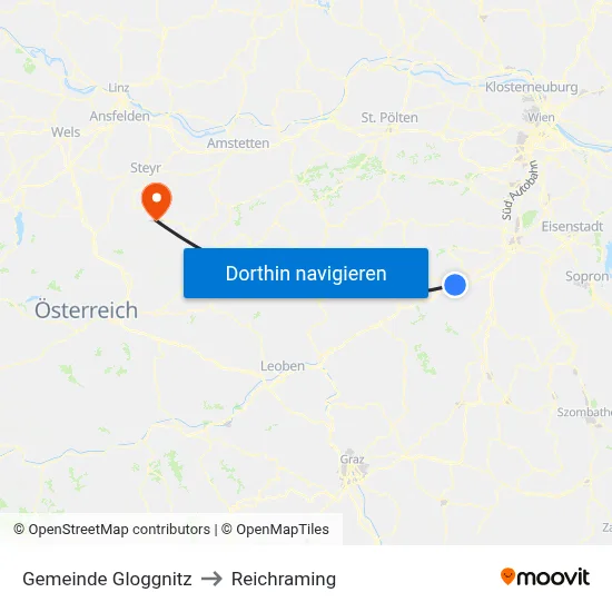 Gemeinde Gloggnitz to Reichraming map