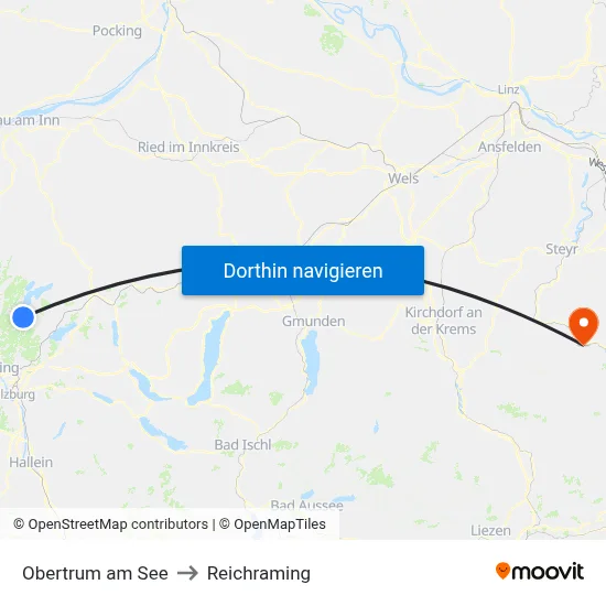 Obertrum am See to Reichraming map