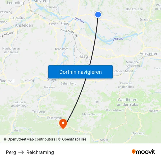 Perg to Reichraming map