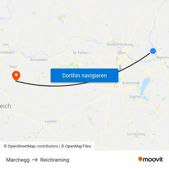 Marchegg to Reichraming map