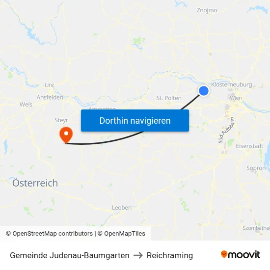 Gemeinde Judenau-Baumgarten to Reichraming map