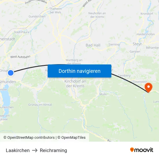 Laakirchen to Reichraming map