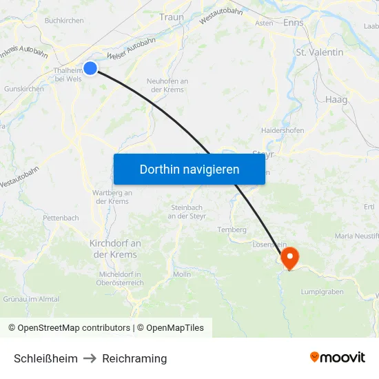 Schleißheim to Reichraming map