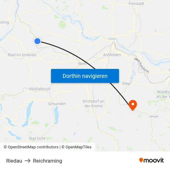 Riedau to Reichraming map