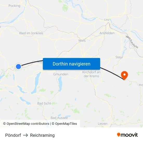 Pöndorf to Reichraming map