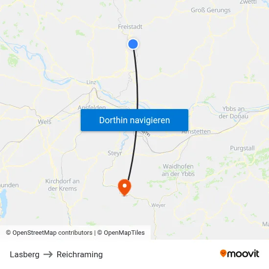 Lasberg to Reichraming map