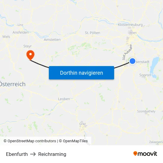 Ebenfurth to Reichraming map