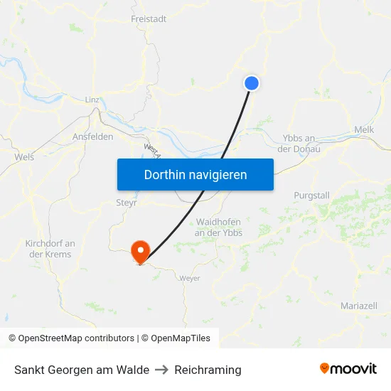 Sankt Georgen am Walde to Reichraming map