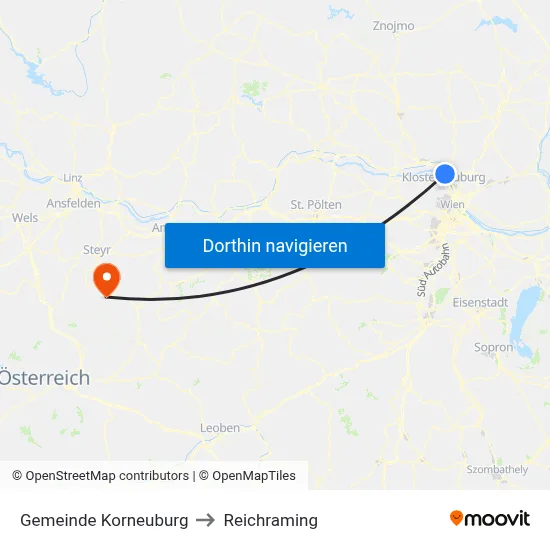 Gemeinde Korneuburg to Reichraming map