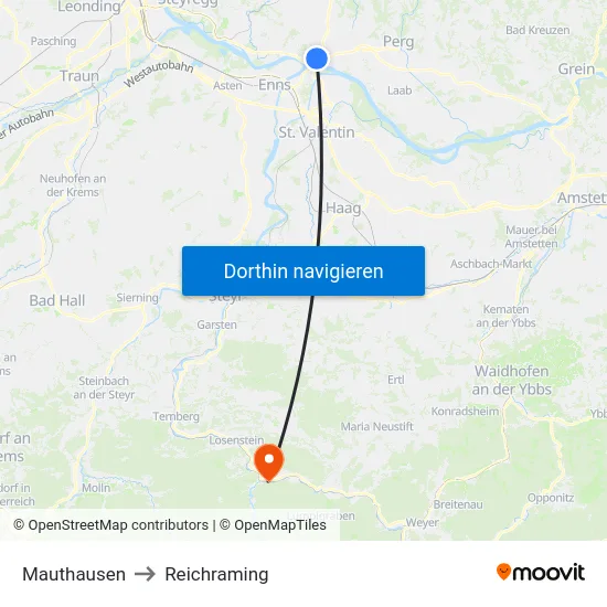 Mauthausen to Reichraming map