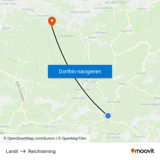 Landl to Reichraming map