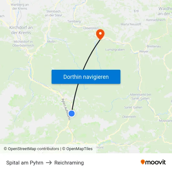 Spital am Pyhrn to Reichraming map