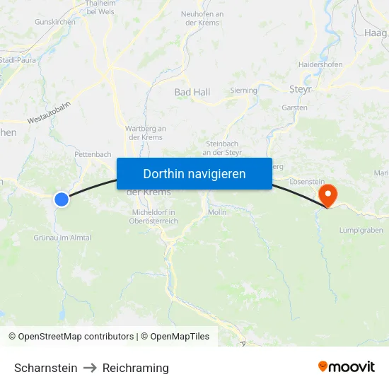 Scharnstein to Reichraming map