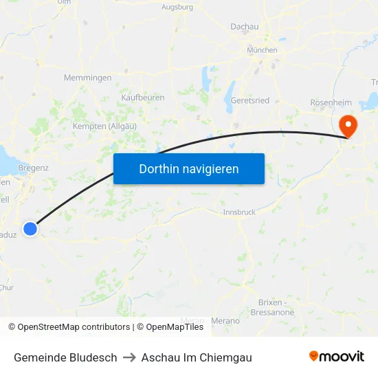 Gemeinde Bludesch to Aschau Im Chiemgau map
