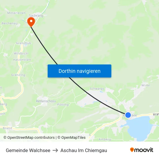Gemeinde Walchsee to Aschau Im Chiemgau map