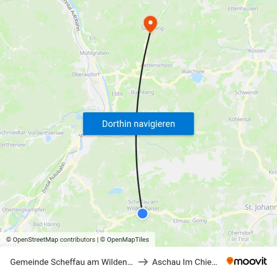 Gemeinde Scheffau am Wilden Kaiser to Aschau Im Chiemgau map