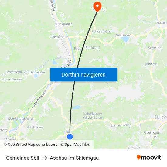 Gemeinde Söll to Aschau Im Chiemgau map