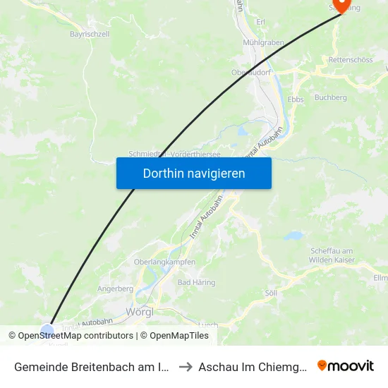 Gemeinde Breitenbach am Inn to Aschau Im Chiemgau map