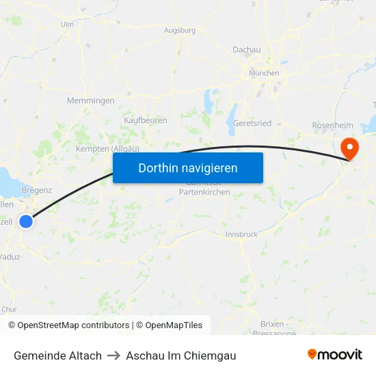 Gemeinde Altach to Aschau Im Chiemgau map