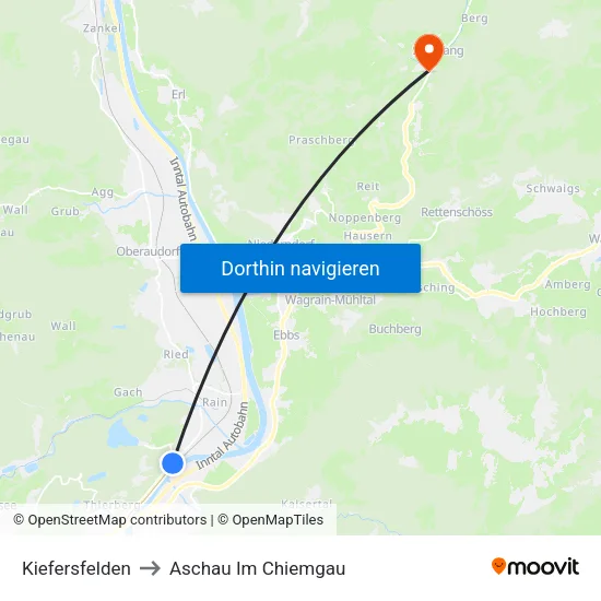 Kiefersfelden to Aschau Im Chiemgau map