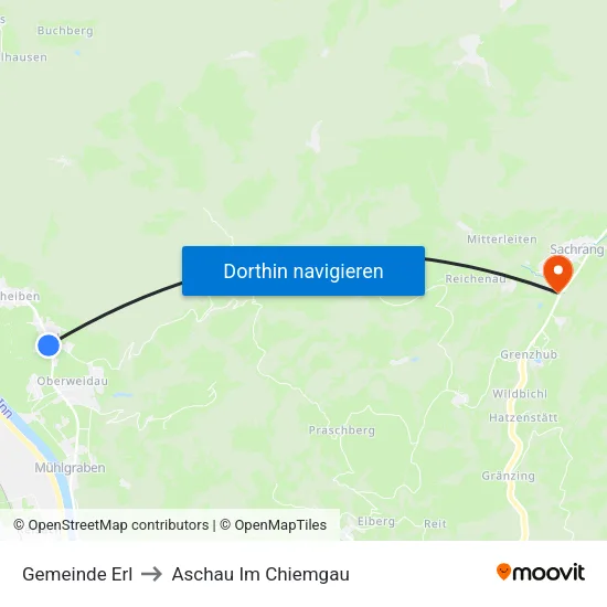 Gemeinde Erl to Aschau Im Chiemgau map