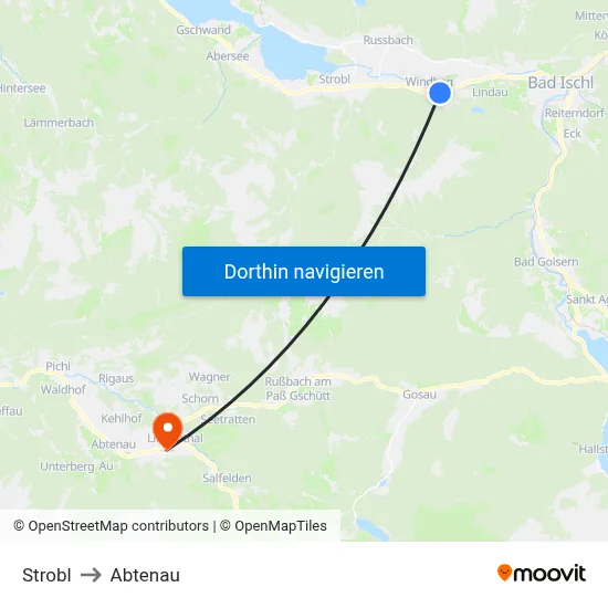 Strobl to Abtenau map