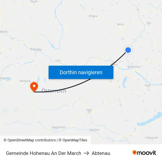 Gemeinde Hohenau An Der March to Abtenau map