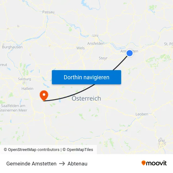 Gemeinde Amstetten to Abtenau map