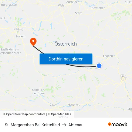 St. Margarethen Bei Knittelfeld to Abtenau map