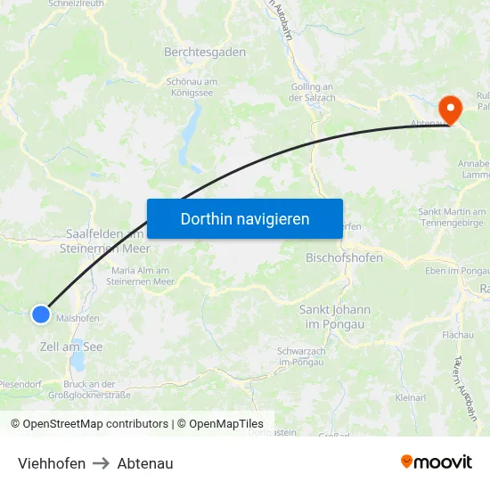 Viehhofen to Abtenau map