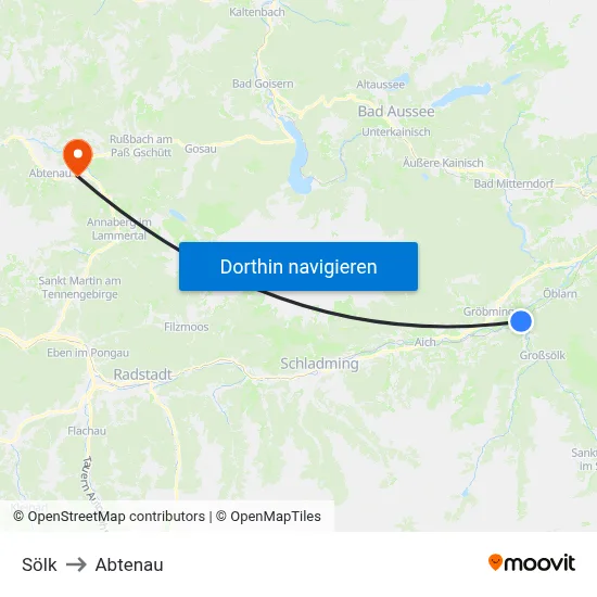 Sölk to Abtenau map
